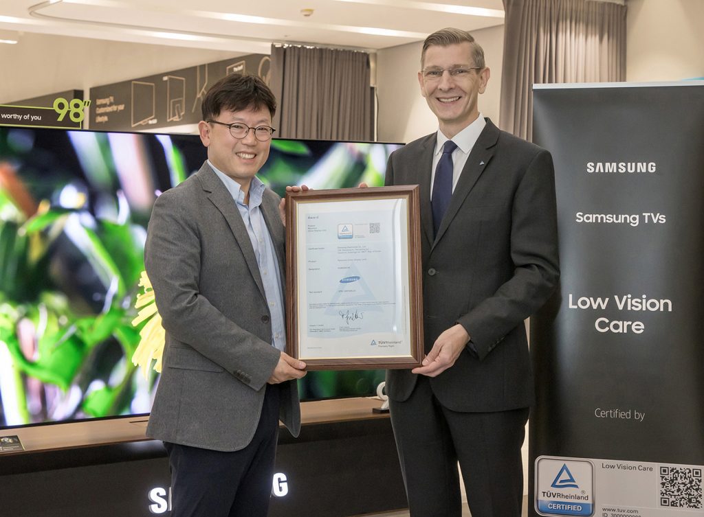 Samsung televizorja sta pridobila certifikat TÜV Rheinland Low Vision Care