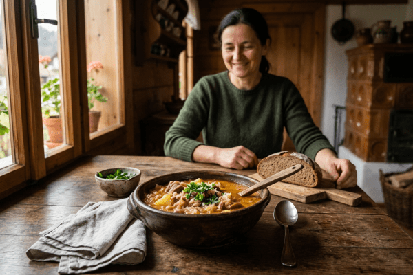 Zeljna juha s krompirjem in slanino: topel objem tradicije v skledi – zeljna juha s krompirjem in slanino